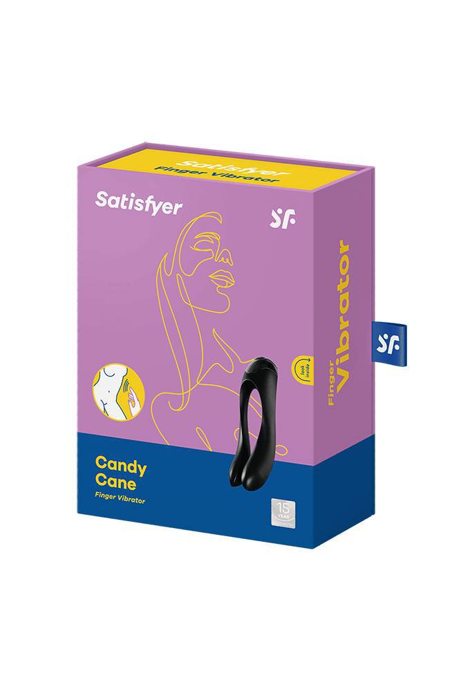 Satisfyer - Candy Cane - Silicone Finger Vibrator - Black Sex Toy - Tophatter Daily Deals