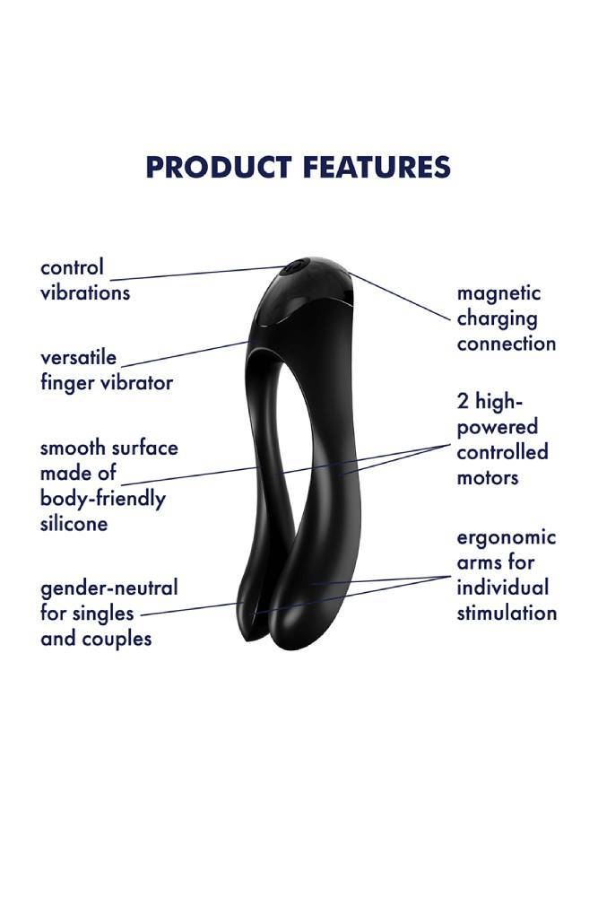 Satisfyer - Candy Cane - Silicone Finger Vibrator - Black Sex Toy - Tophatter Daily Deals