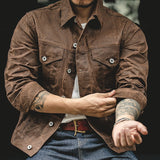 Retro Male Oil Waxed Canvas Coats Cotton Jacket Men Jackets - Tophatter Daily Deals