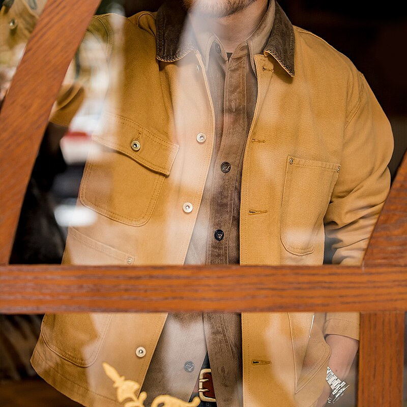 Canvas Jacket Multi Pocket Khaki Lapel Thin Coat Men Jackets - Tophatter Daily Deals