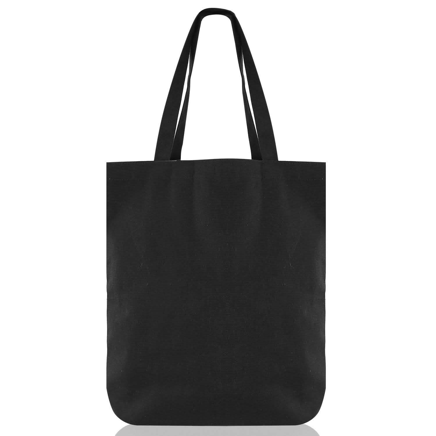 Canvas Tote Bag DIY Craft Eco Tote 100% Cotton Washable Reusable Black Handbags & Wallets - Tophatter Daily Deals