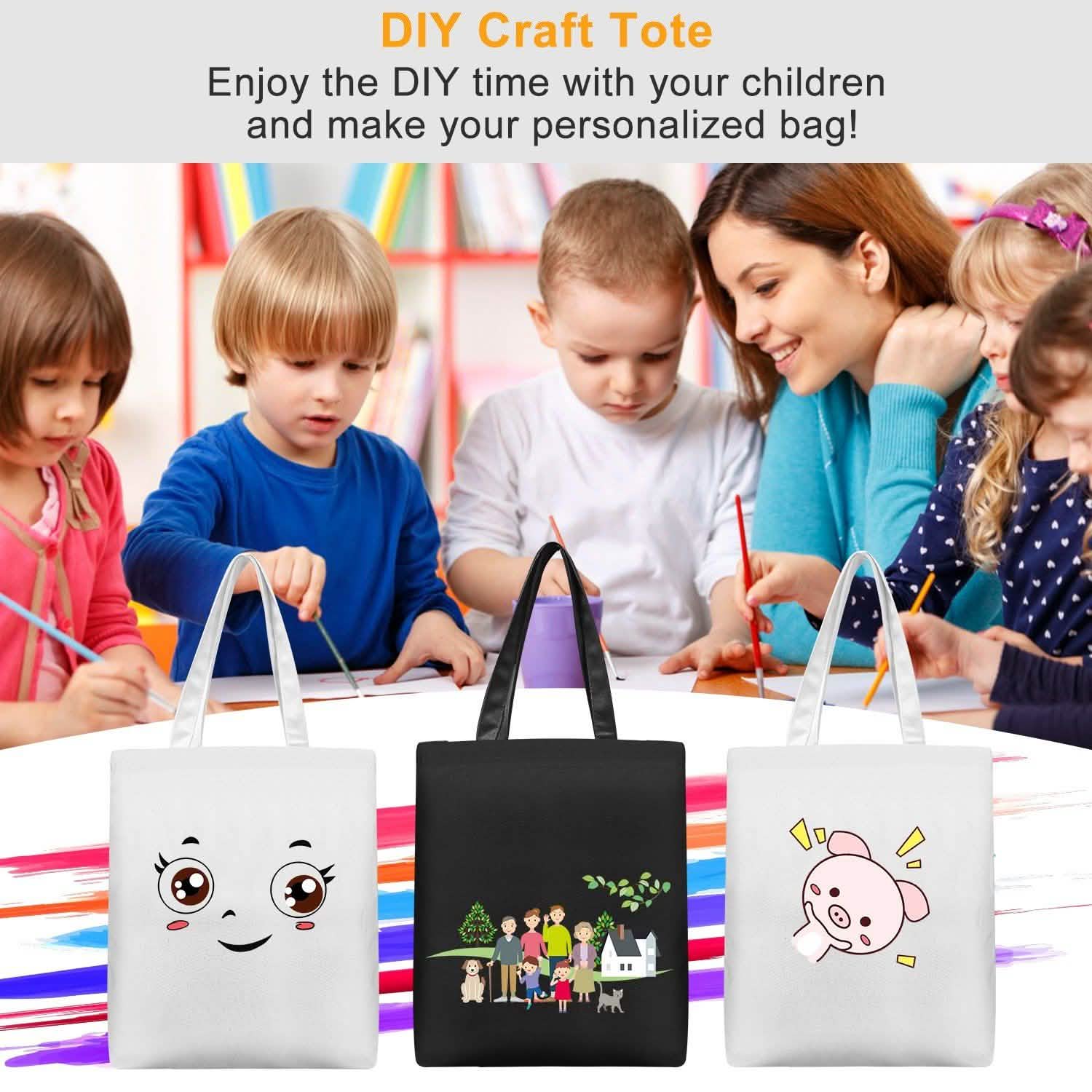 Canvas Tote Bag DIY Craft Eco Tote 100% Cotton Washable Reusable Handbags & Wallets - Tophatter Daily Deals