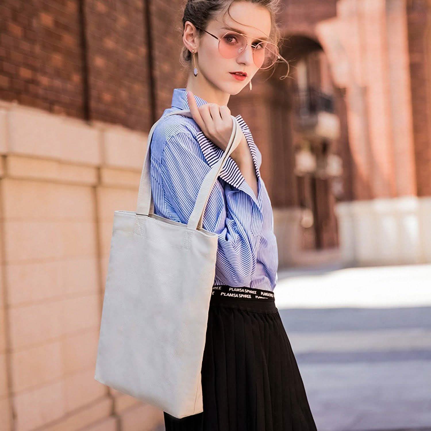 Canvas Tote Bag DIY Craft Eco Tote 100% Cotton Washable Reusable Handbags & Wallets - Tophatter Daily Deals