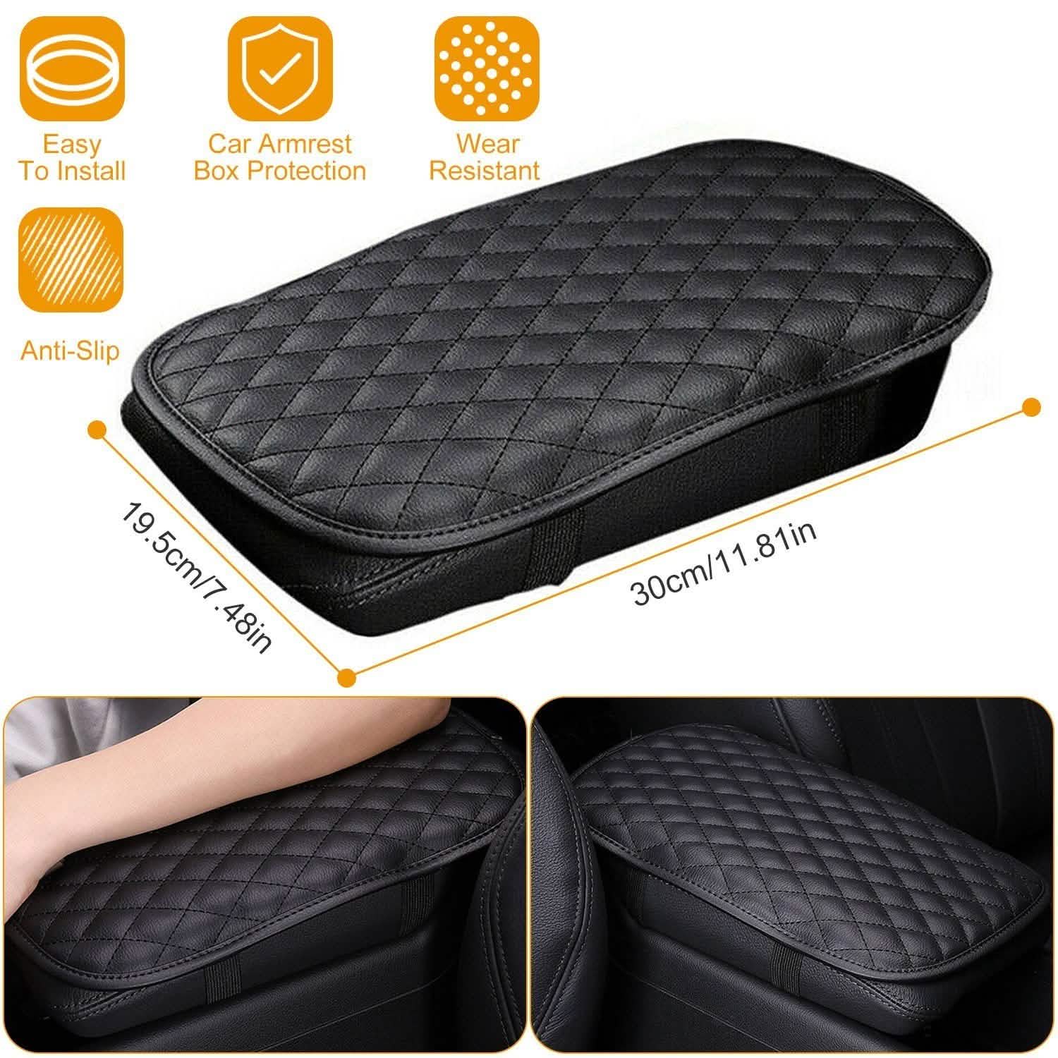 Car Armrest Pad Cover PU Leather Fit for SUV Truck Car Automotive - Tophatter Daily Deals
