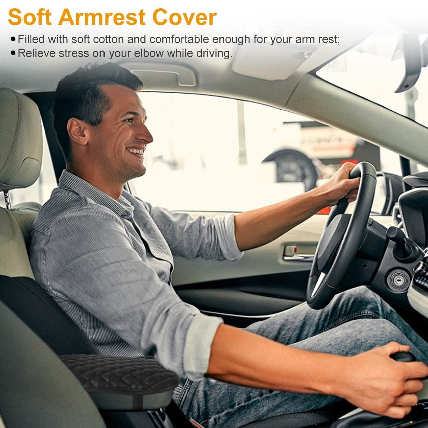 Car Armrest Pad Cover PU Leather Fit for SUV Truck Car Automotive - Tophatter Daily Deals