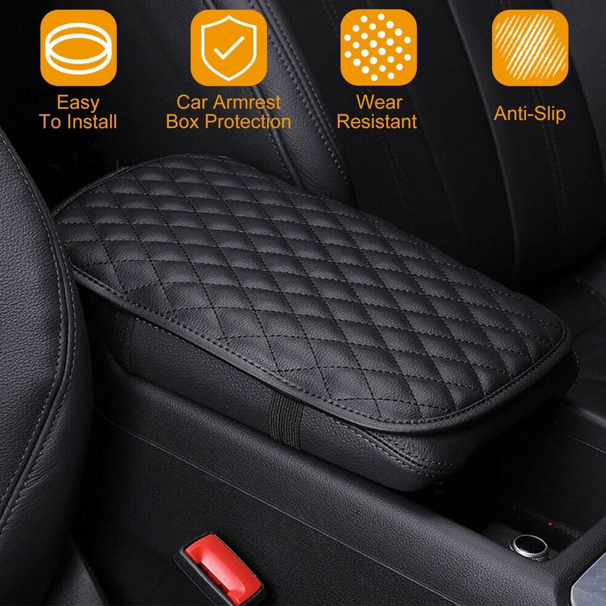 Car Armrest Pad Cover PU Leather Fit for SUV Truck Car Automotive - Tophatter Daily Deals