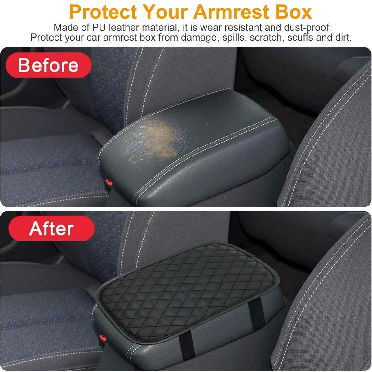 Car Armrest Pad Cover PU Leather Fit for SUV Truck Car Automotive - Tophatter Daily Deals