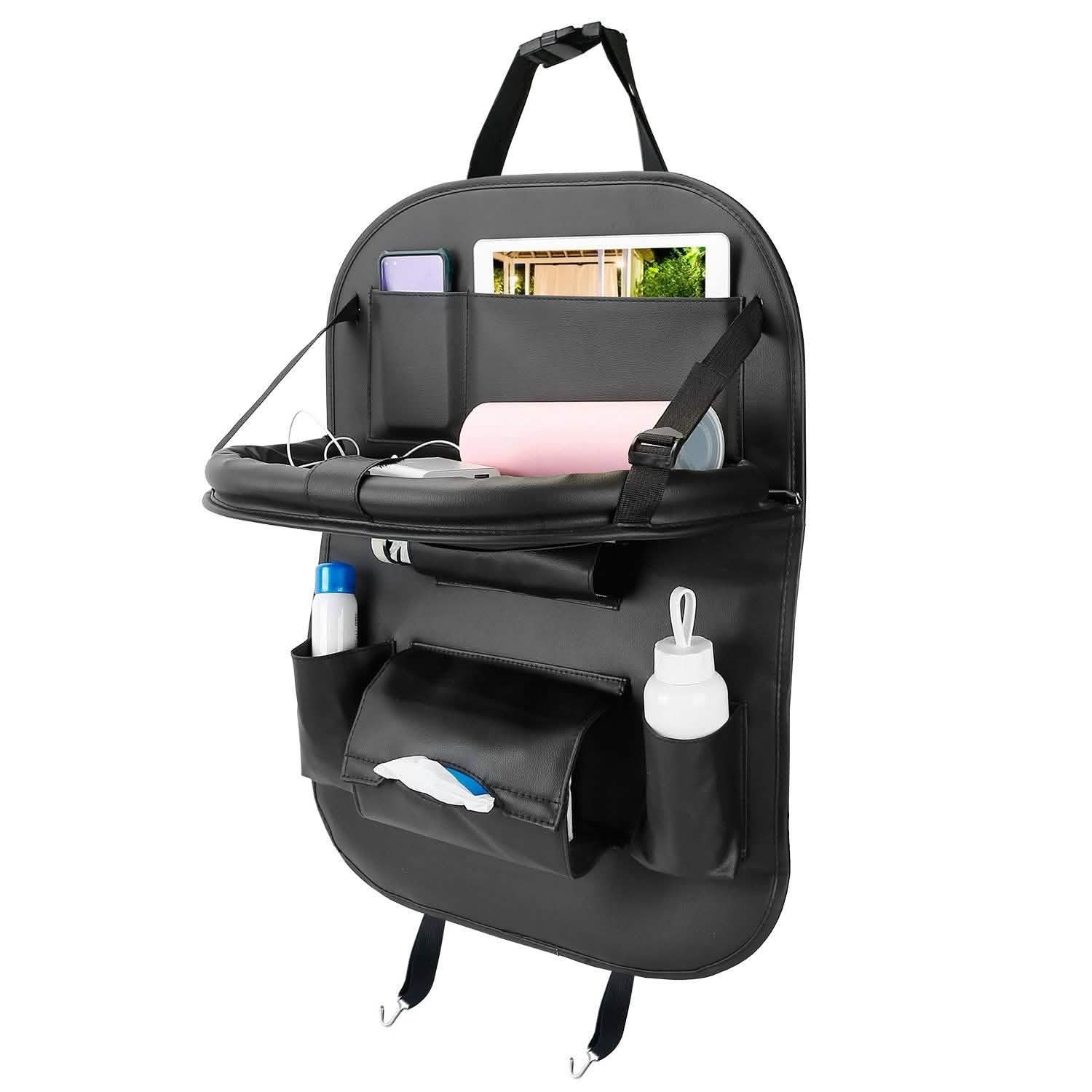 Car Back Seat Organizer with Foldable Table Tray 8 Pockets Automotive - Tophatter Daily Deals