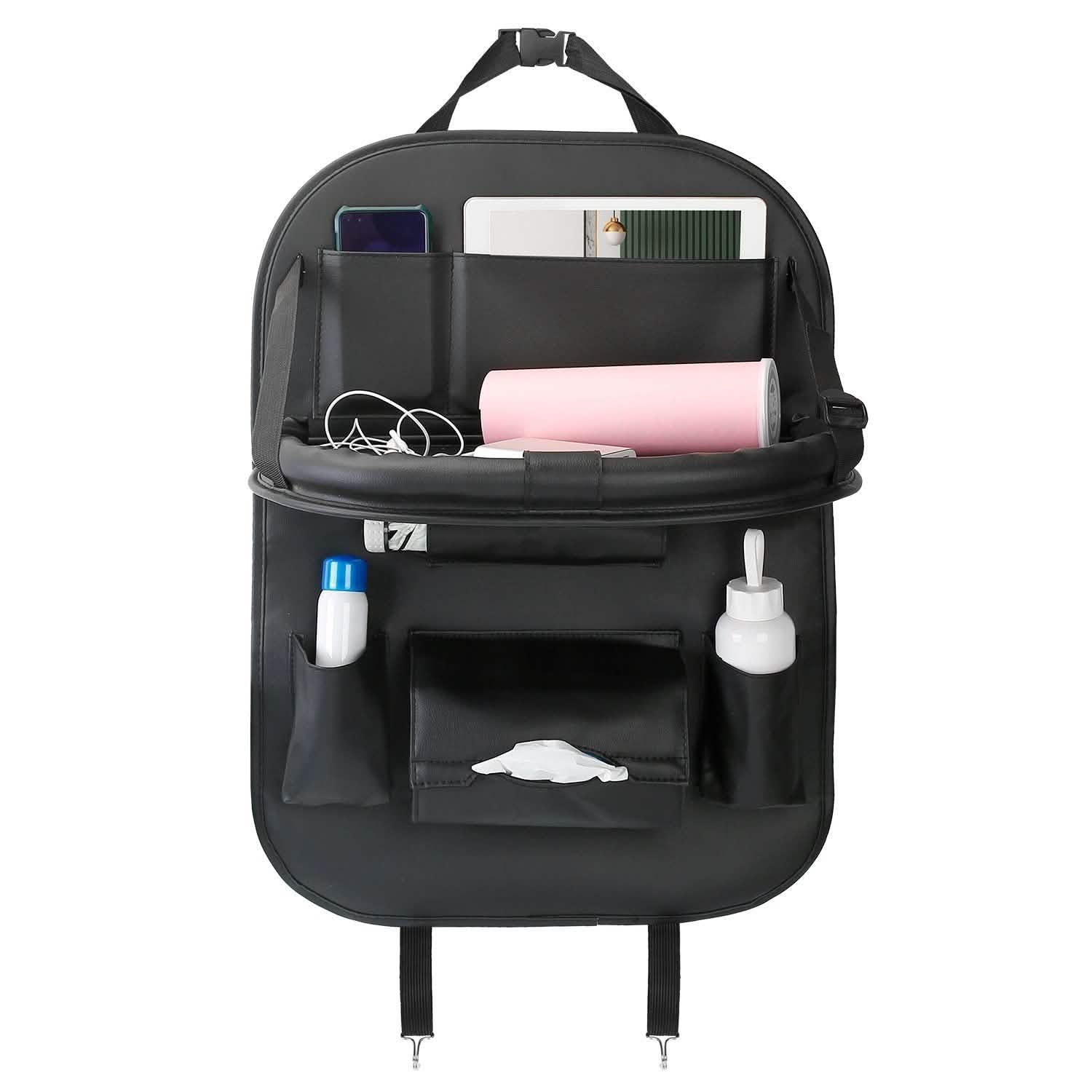 Car Back Seat Organizer with Foldable Table Tray 8 Pockets Automotive - Tophatter Daily Deals