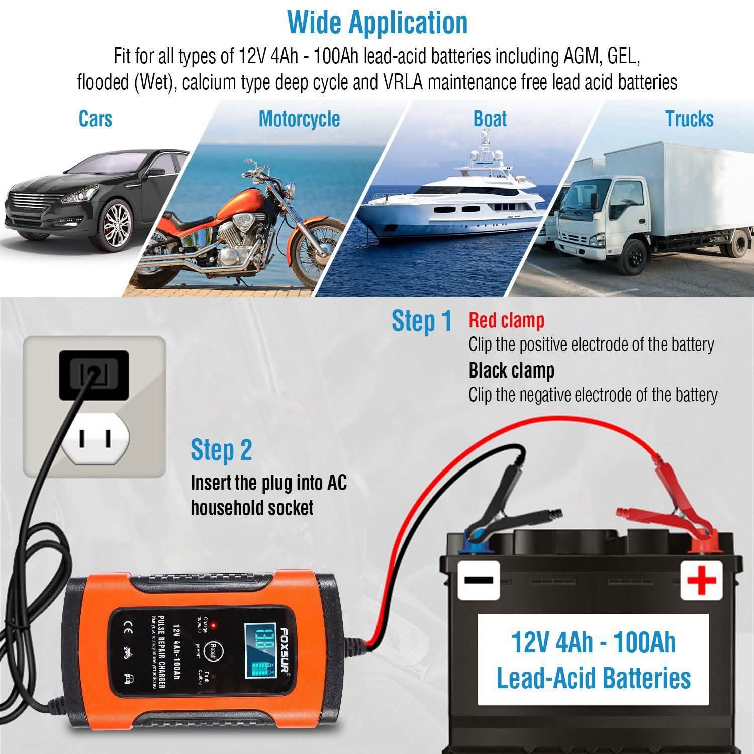 Car Battery Charger 12V 5A Recover Pulse Repair Automotive - Tophatter Daily Deals