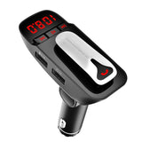 Car FM Transmitter with Wireless Earpiece 2 USB Charge Ports Automotive - Tophatter Daily Deals