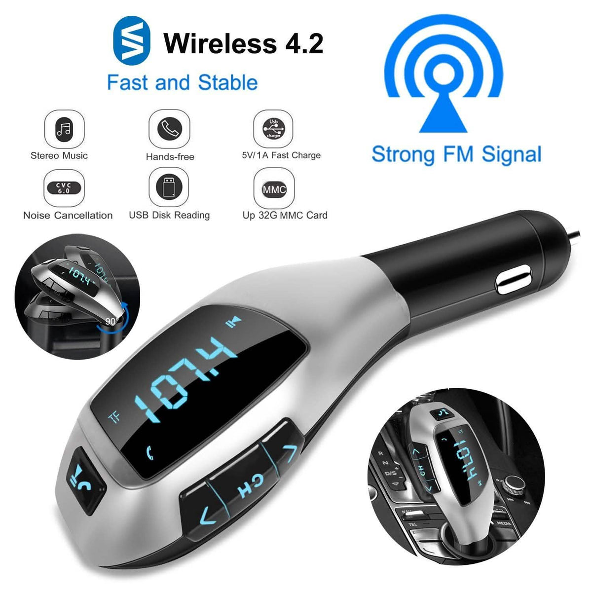 Car FM Wireless Transmitter USB Charge Automotive - Tophatter Daily Deals