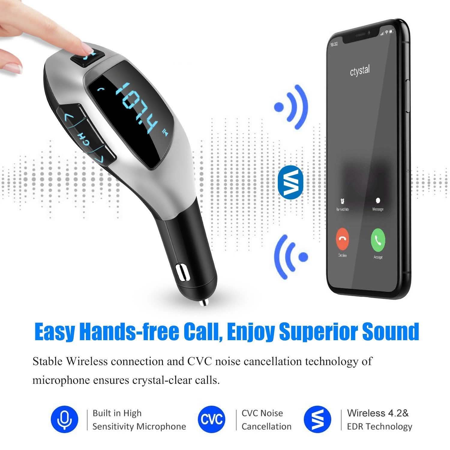 Car FM Wireless Transmitter USB Charge Automotive - Tophatter Daily Deals