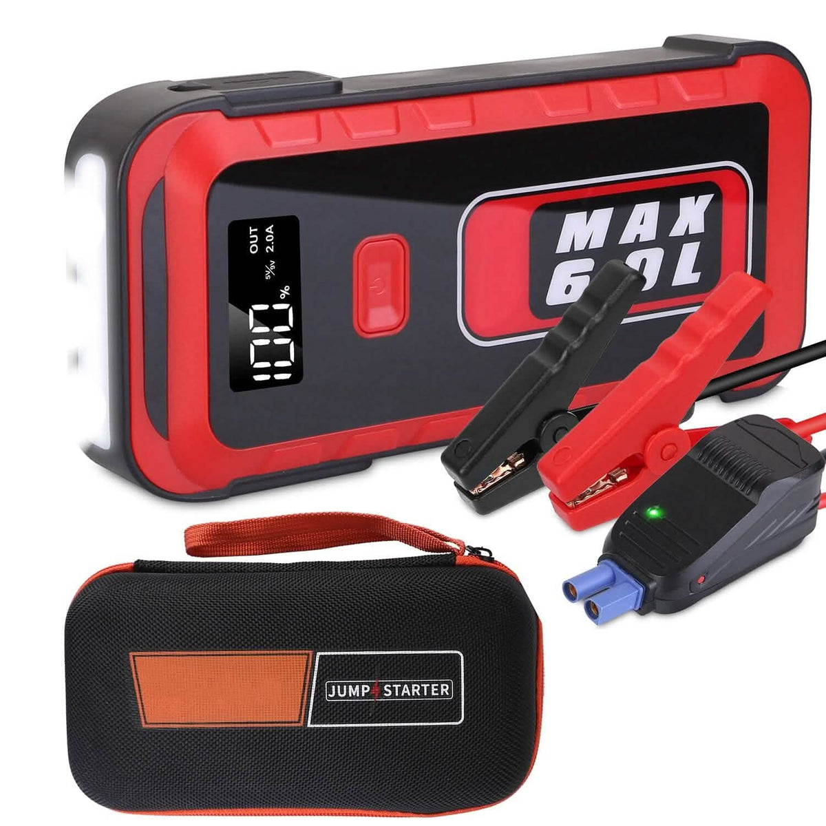 Car Jump Starter Booster 2500A Peak 25800mAh Battery Charger Power Bank Automotive - Tophatter Daily Deals