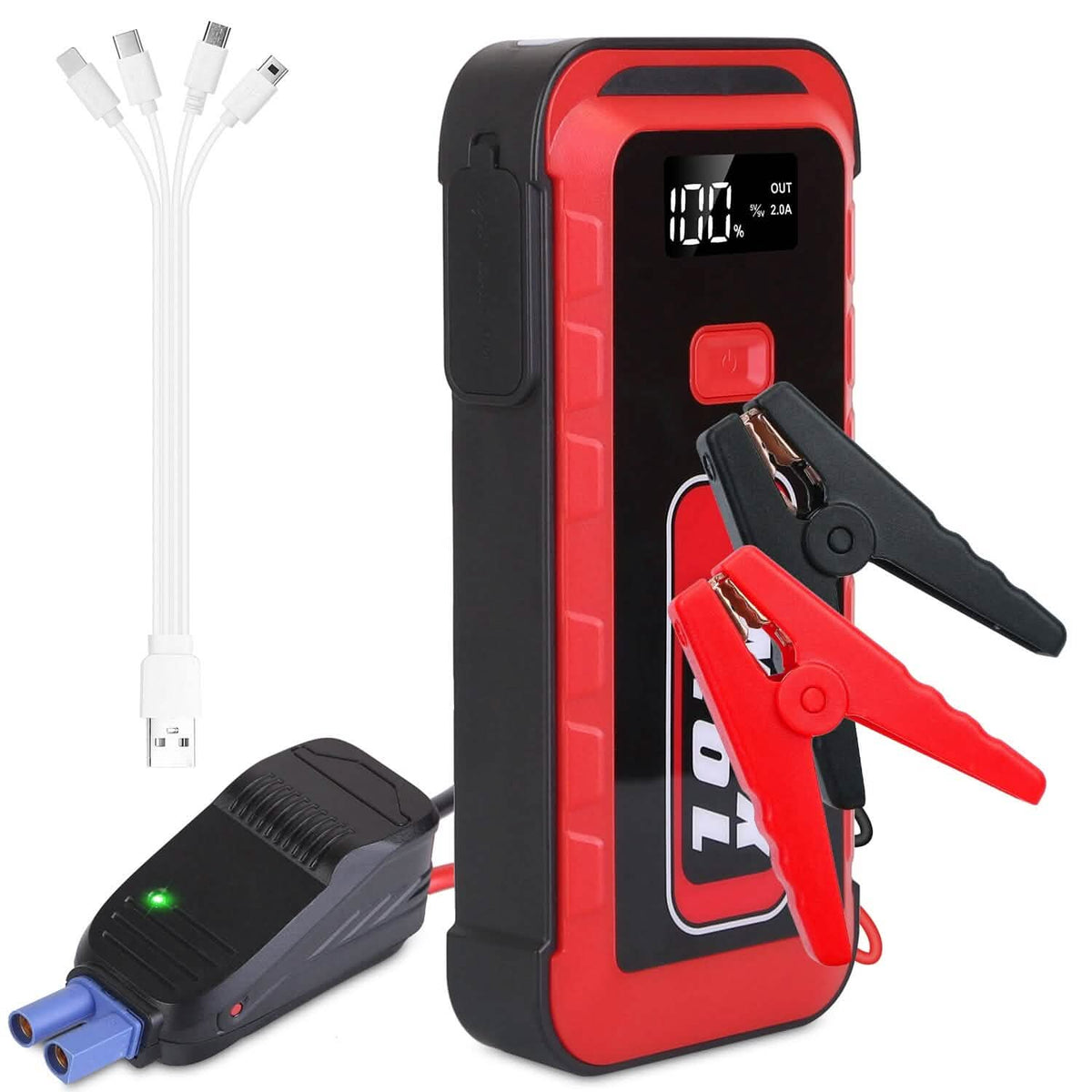 Car Jump Starter Booster 2500A Peak 25800mAh Battery Charger Power Bank Automotive - Tophatter Daily Deals