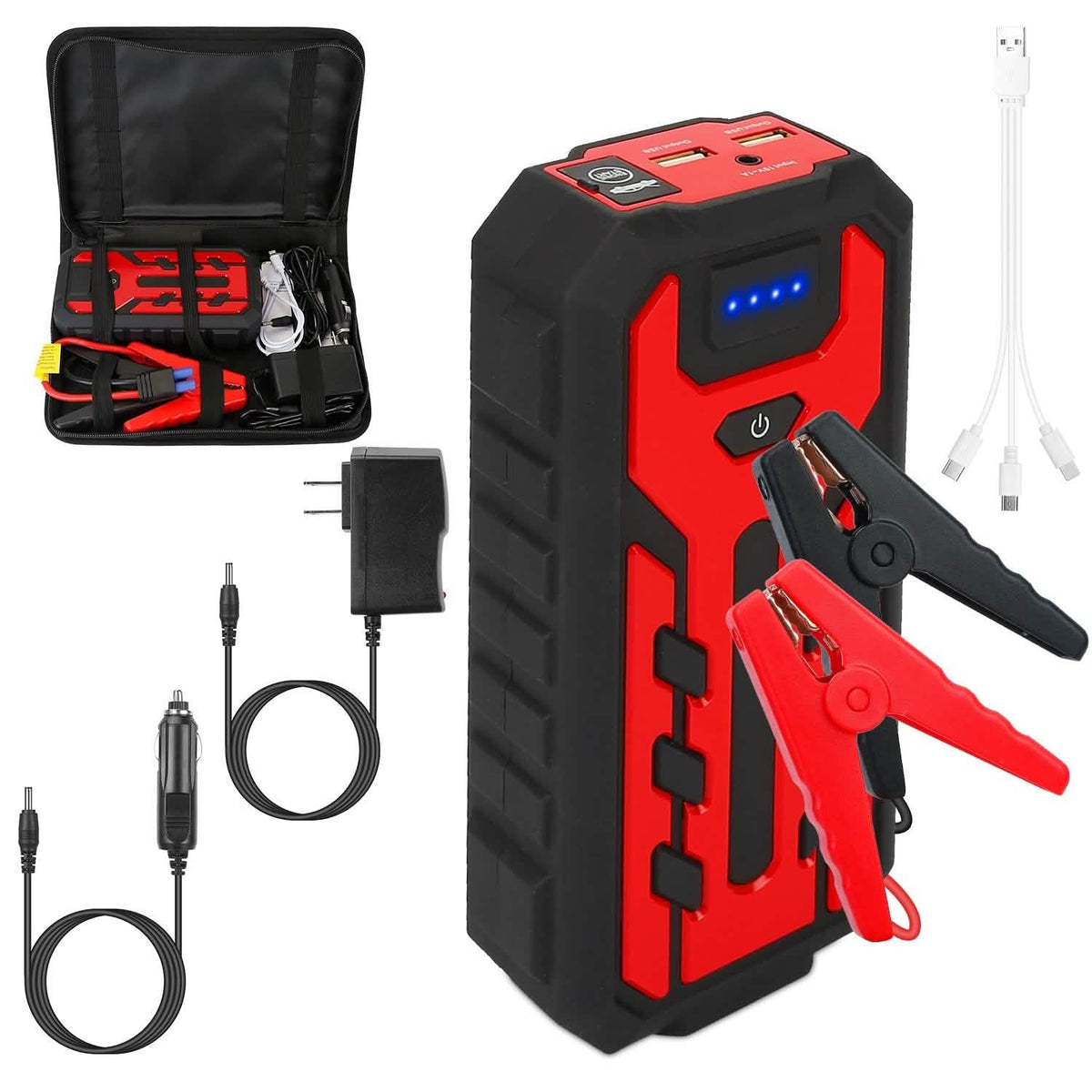 Car Jump Starter Booster with 4 Modes LED Flashlight Automotive - Tophatter Daily Deals