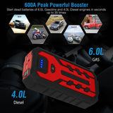 Car Jump Starter Booster with 4 Modes LED Flashlight Automotive - Tophatter Daily Deals