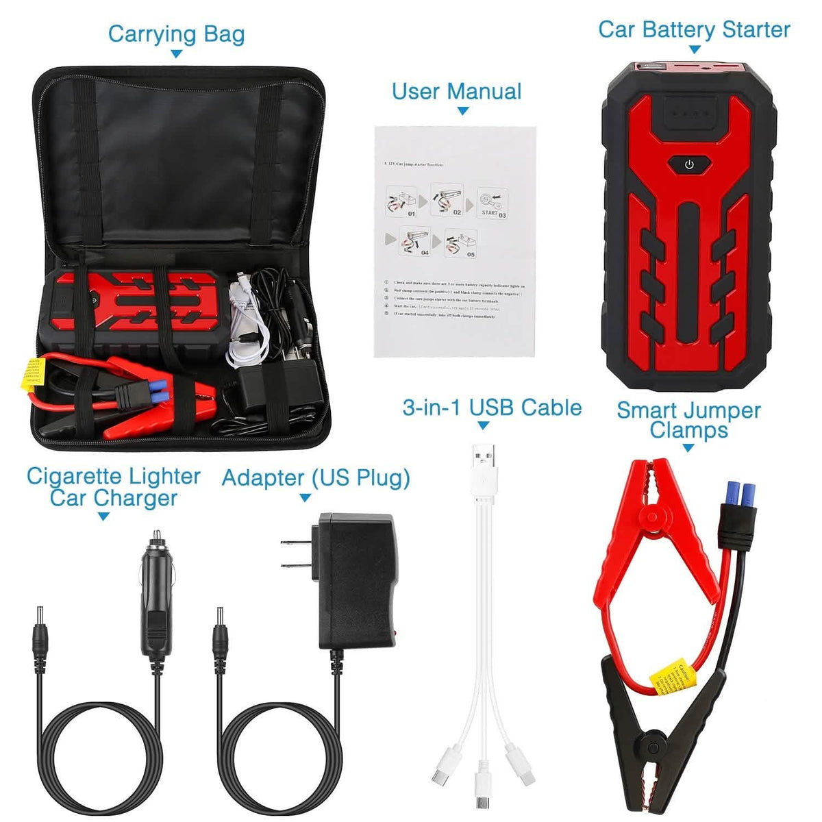 Car Jump Starter Booster with 4 Modes LED Flashlight Automotive - Tophatter Daily Deals