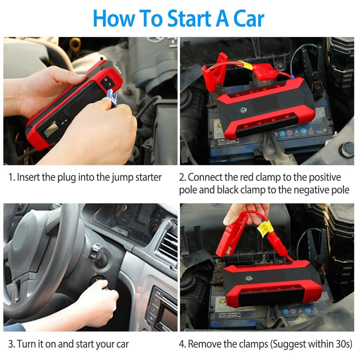 Car Jump Starter Booster with LCD Screen 4 Modes LED Flashlight Automotive - Tophatter Daily Deals