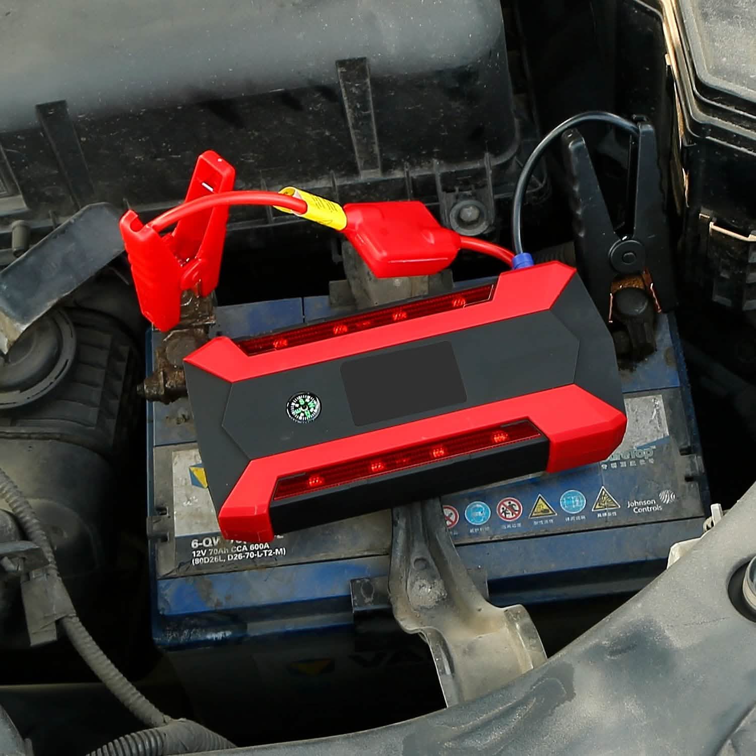 Car Jump Starter Booster with LCD Screen 4 Modes LED Flashlight Automotive - Tophatter Daily Deals