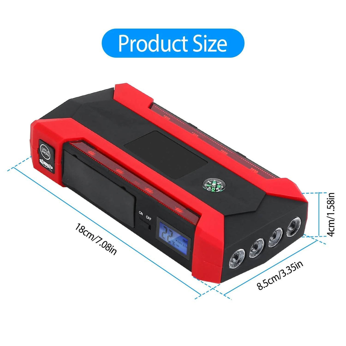 Car Jump Starter Booster with LCD Screen 4 Modes LED Flashlight Automotive - Tophatter Daily Deals