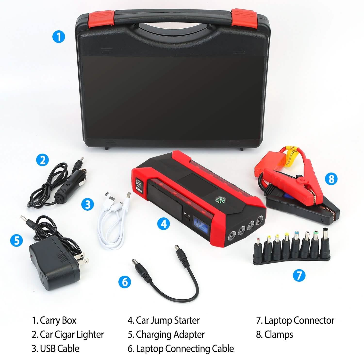 Car Jump Starter Booster with LCD Screen 4 Modes LED Flashlight Automotive - Tophatter Daily Deals