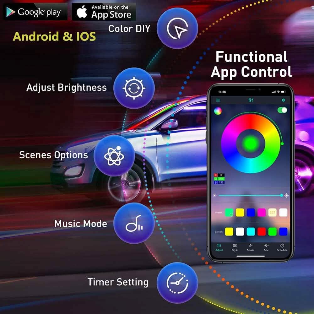Car LED Strip Ambient Light Kit Automotive - Tophatter Daily Deals