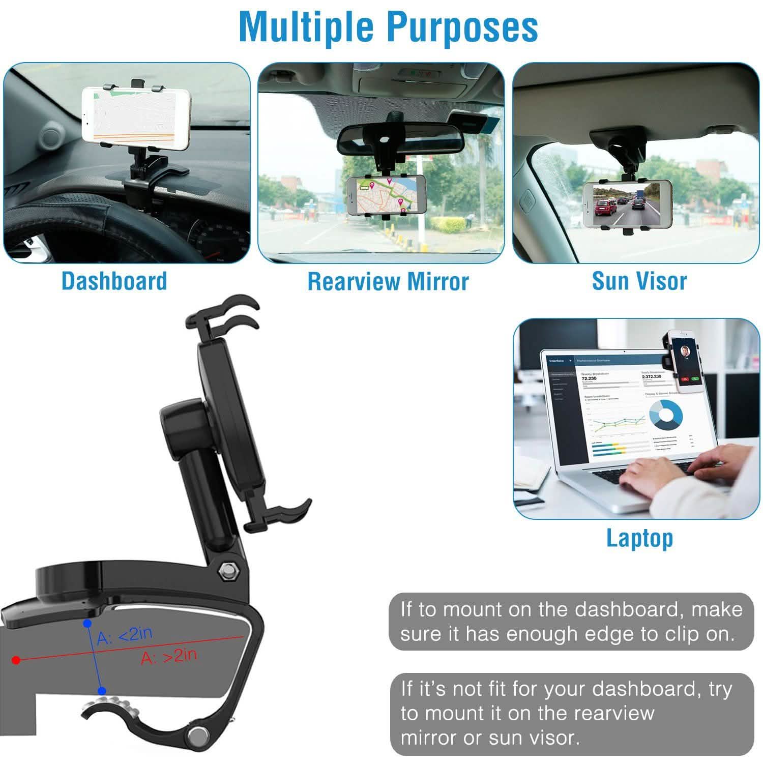 Car Non-slip 360°Rotation Dashboard Phone Holder Automotive - Tophatter Daily Deals