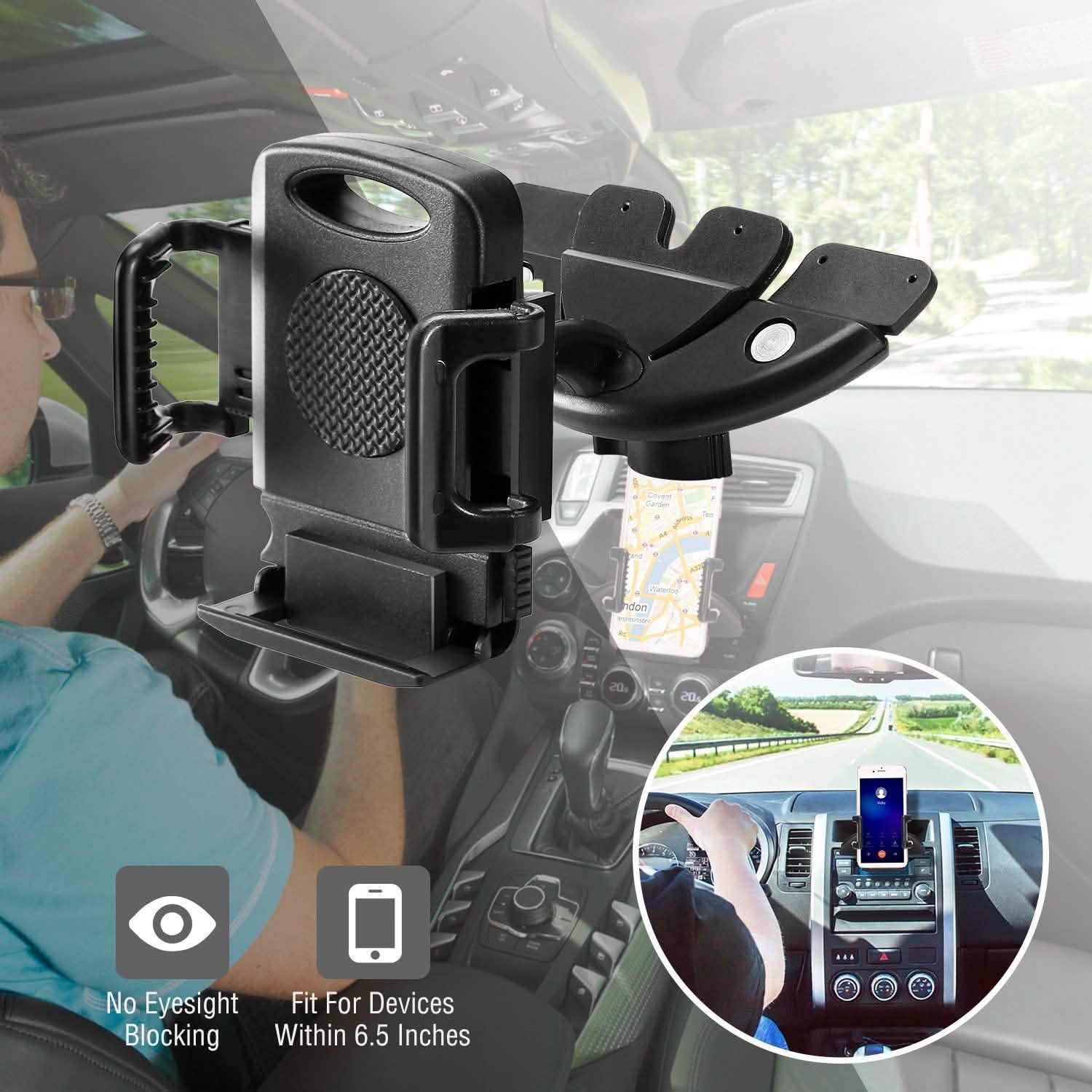 Car Phone Holder CD Slot Phone Mount 360 Rotatable Automotive - Tophatter Daily Deals