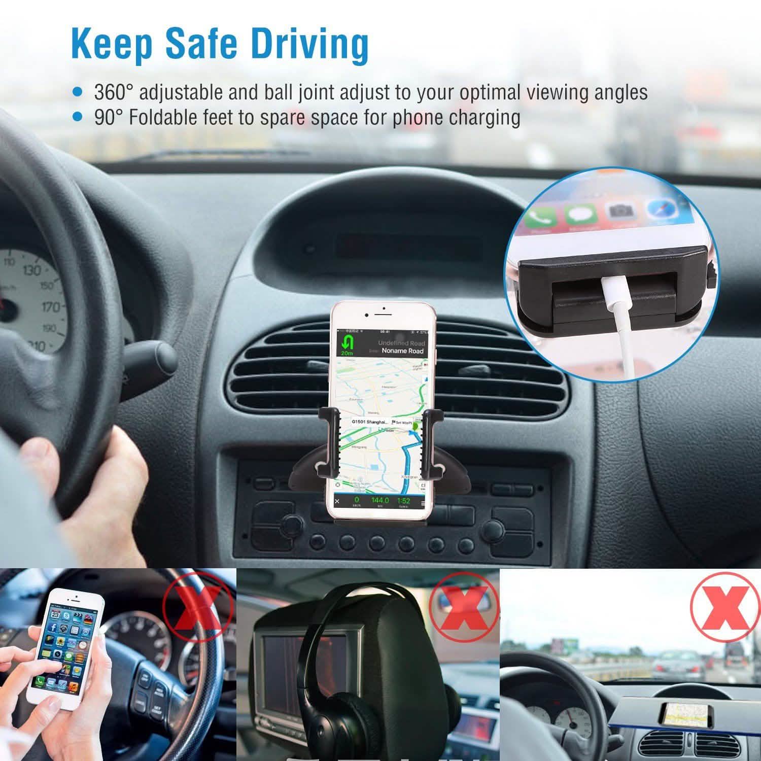 Car Phone Holder CD Slot Phone Mount 360 Rotatable Automotive - Tophatter Daily Deals