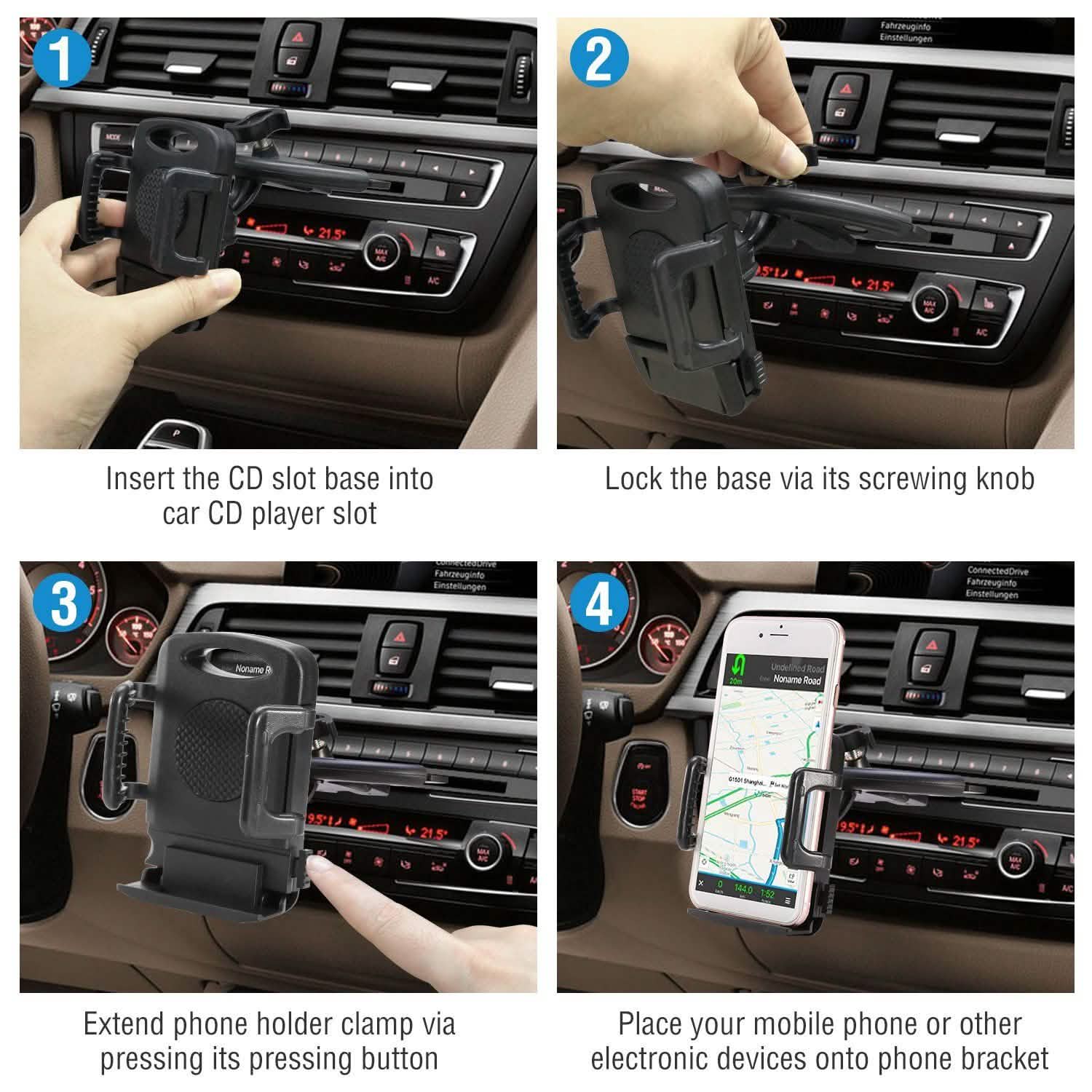 Car Phone Holder CD Slot Phone Mount 360 Rotatable Automotive - Tophatter Daily Deals
