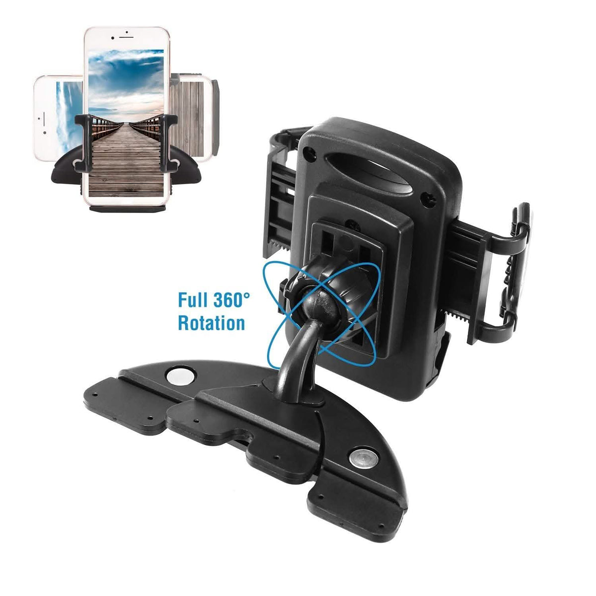 Car Phone Holder CD Slot Phone Mount 360 Rotatable Automotive - Tophatter Daily Deals