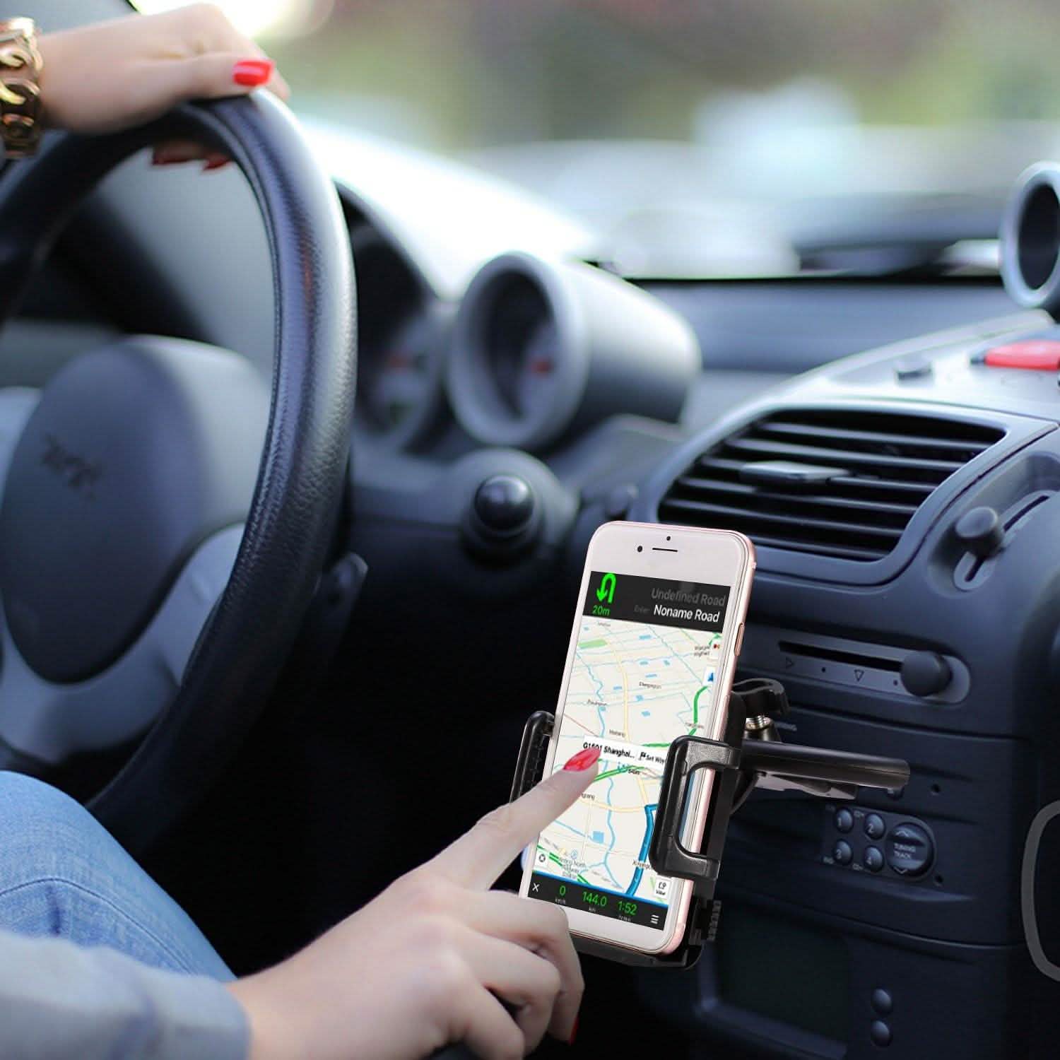 Car Phone Holder CD Slot Phone Mount 360 Rotatable Automotive - Tophatter Daily Deals