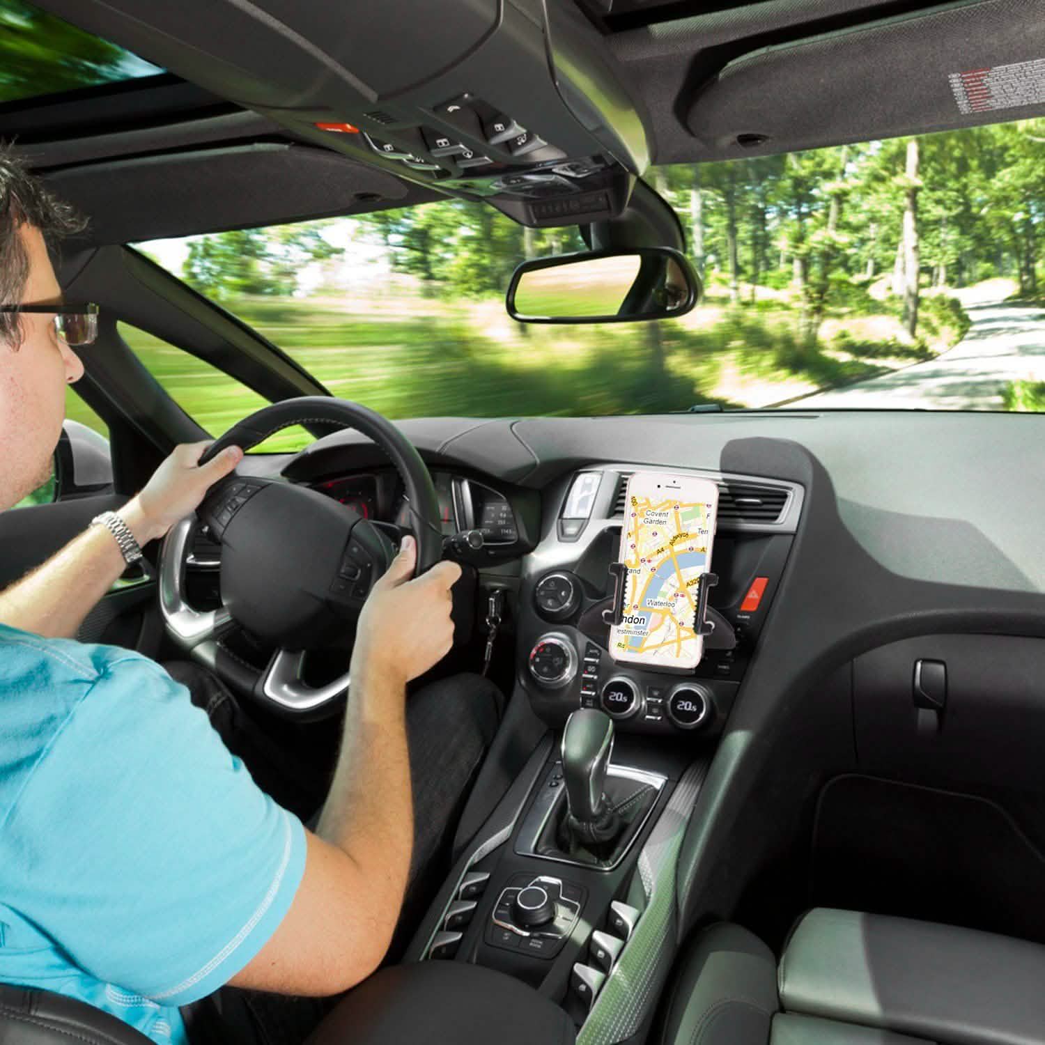 Car Phone Holder CD Slot Phone Mount 360 Rotatable Automotive - Tophatter Daily Deals