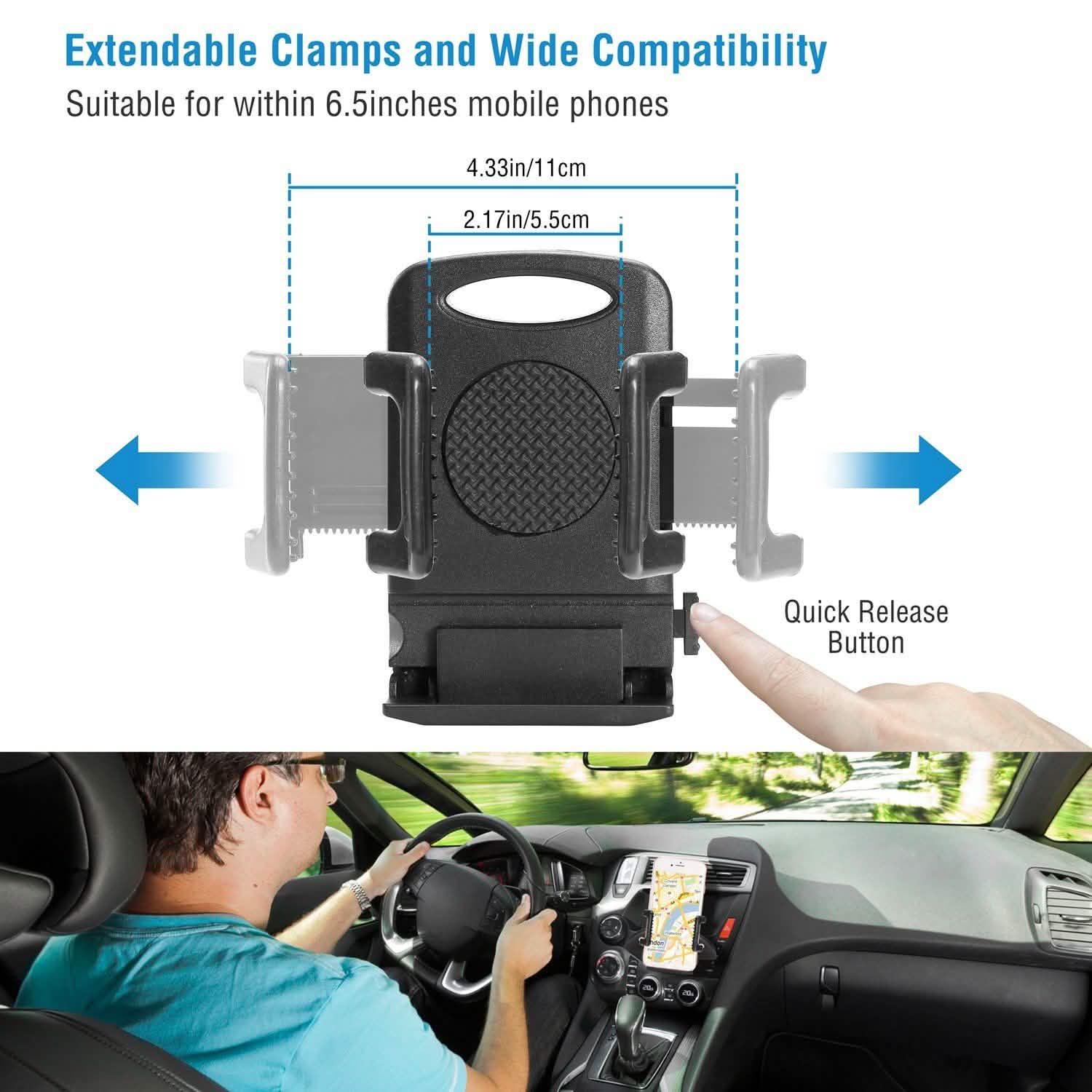 Car Phone Holder CD Slot Phone Mount 360 Rotatable Automotive - Tophatter Daily Deals