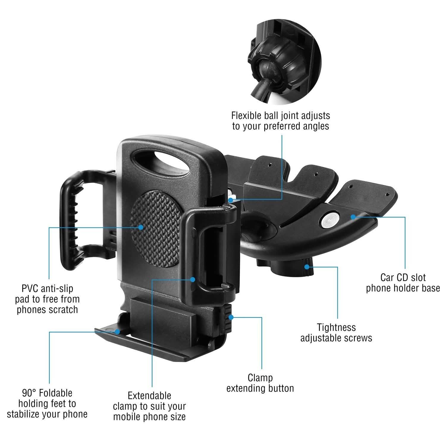 Car Phone Holder CD Slot Phone Mount 360 Rotatable Automotive - Tophatter Daily Deals