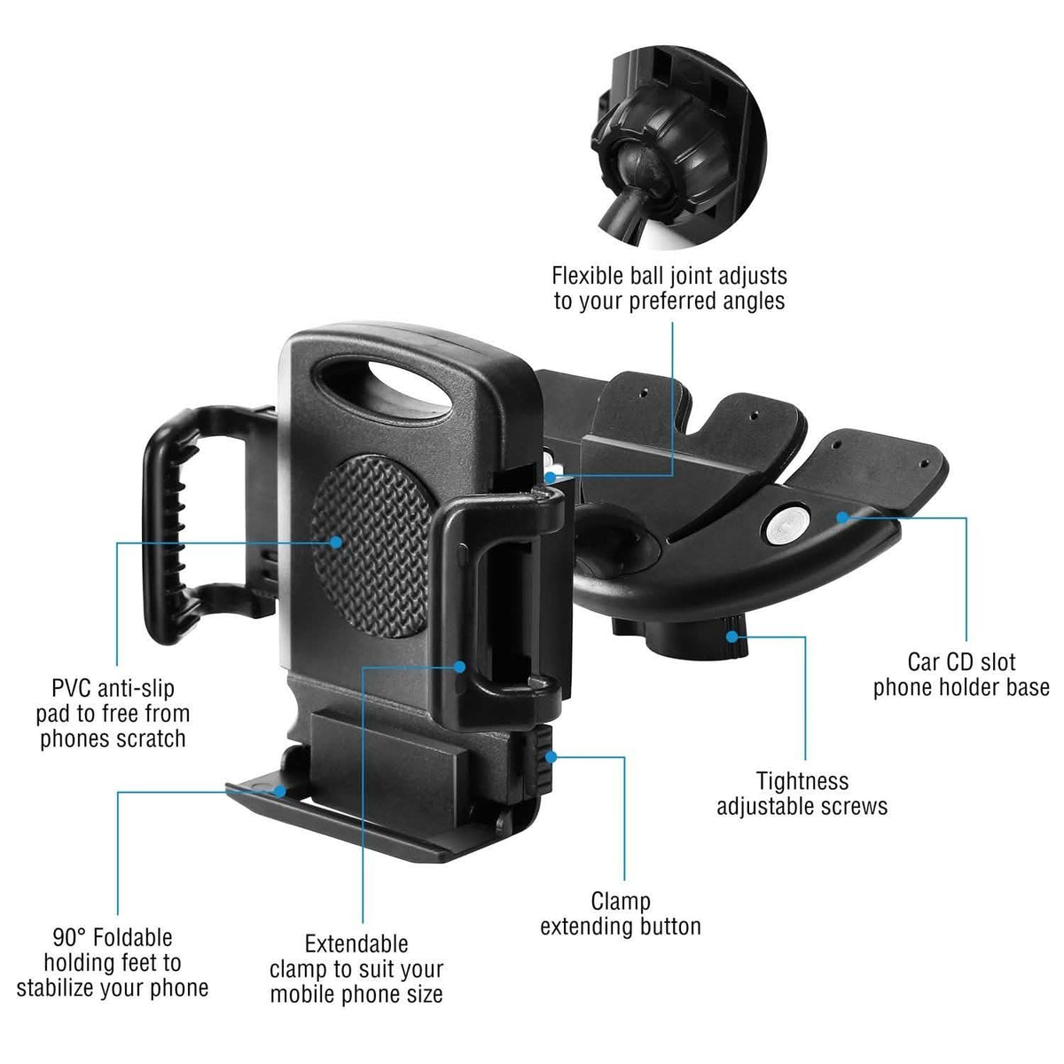 Car Phone Holder CD Slot Phone Mount 360 Rotatable Automotive - Tophatter Daily Deals
