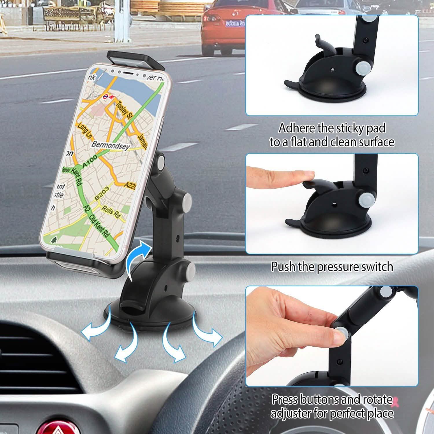 Car Phone Holder Mount Dashboard Tablet Stand Holder Mobile Accessories - Tophatter Daily Deals