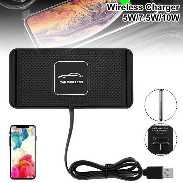 Car QI Wireless Phone Charger Non Slip Pad Mat Fast Charging Phone Chargers - Tophatter Daily Deals