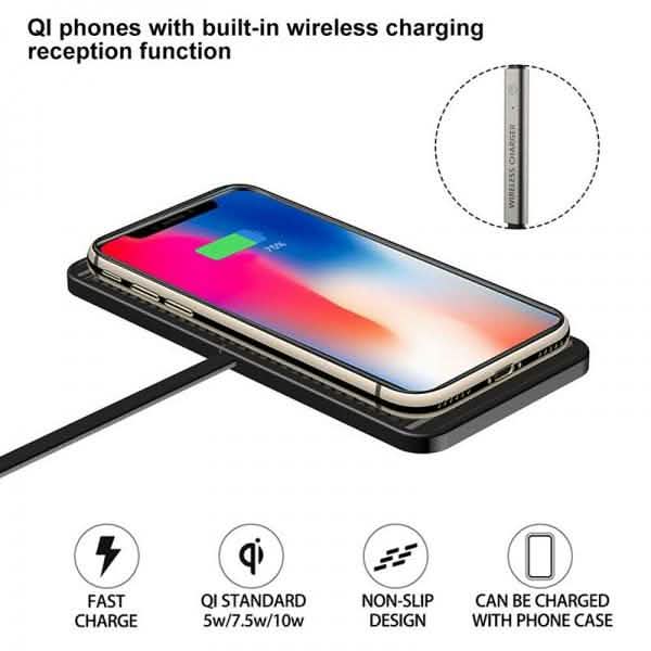 Car QI Wireless Phone Charger Non Slip Pad Mat Fast Charging Phone Chargers - Tophatter Daily Deals