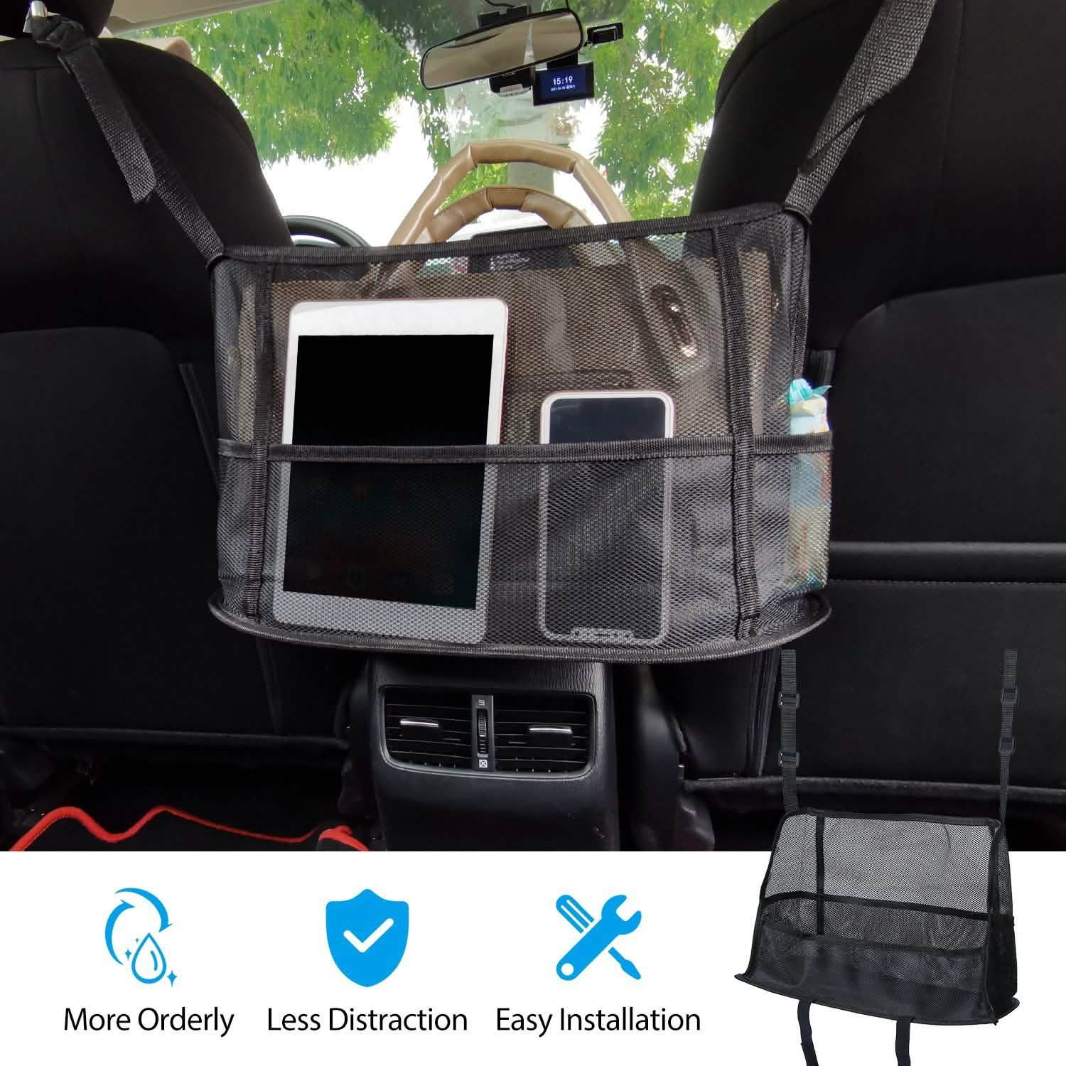 Car Storage Netting Pouch Seat Side Storage Mesh Organizer Bag Automotive - Tophatter Daily Deals