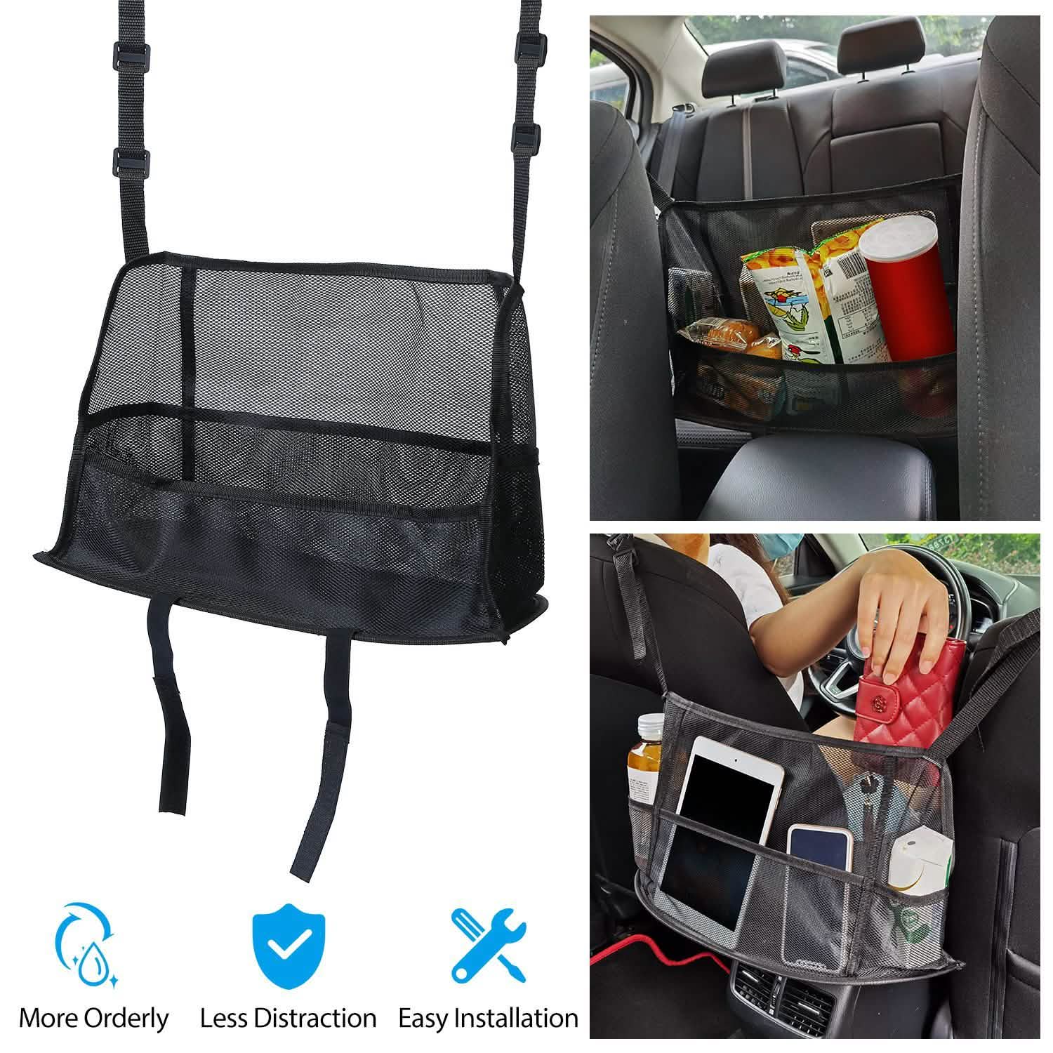 Car Storage Netting Pouch Seat Side Storage Mesh Organizer Bag Automotive - Tophatter Daily Deals