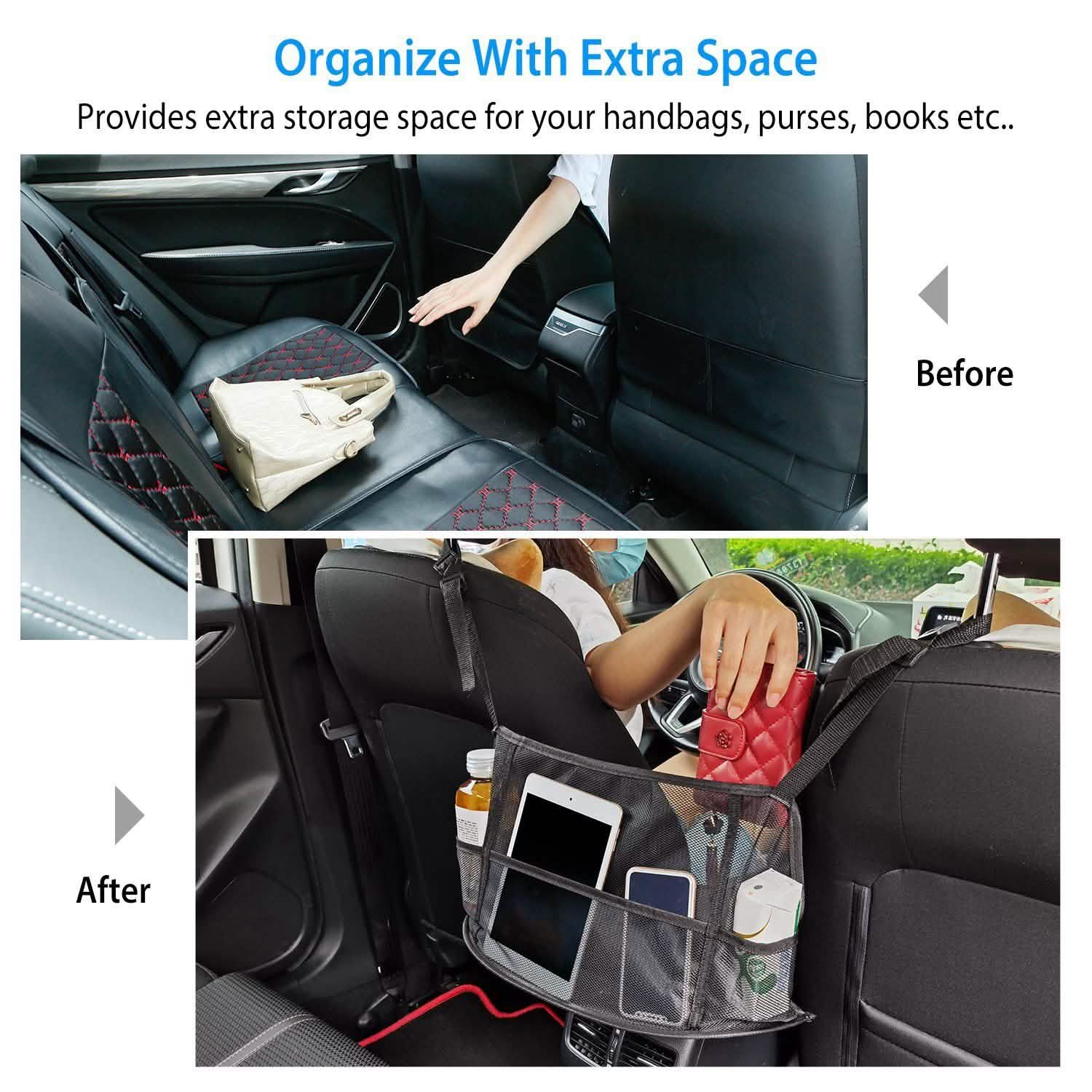Car Storage Netting Pouch Seat Side Storage Mesh Organizer Bag Automotive - Tophatter Daily Deals