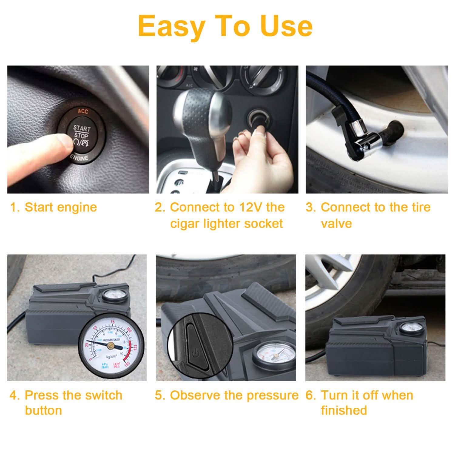 Car Tire Air Pump Portable Air Compressor Pump Automotive - Tophatter Daily Deals