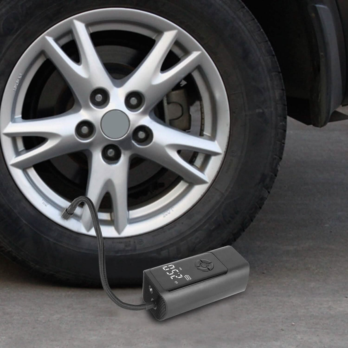 Car Tire Inflator Corded with LED Light Automotive - Tophatter Daily Deals