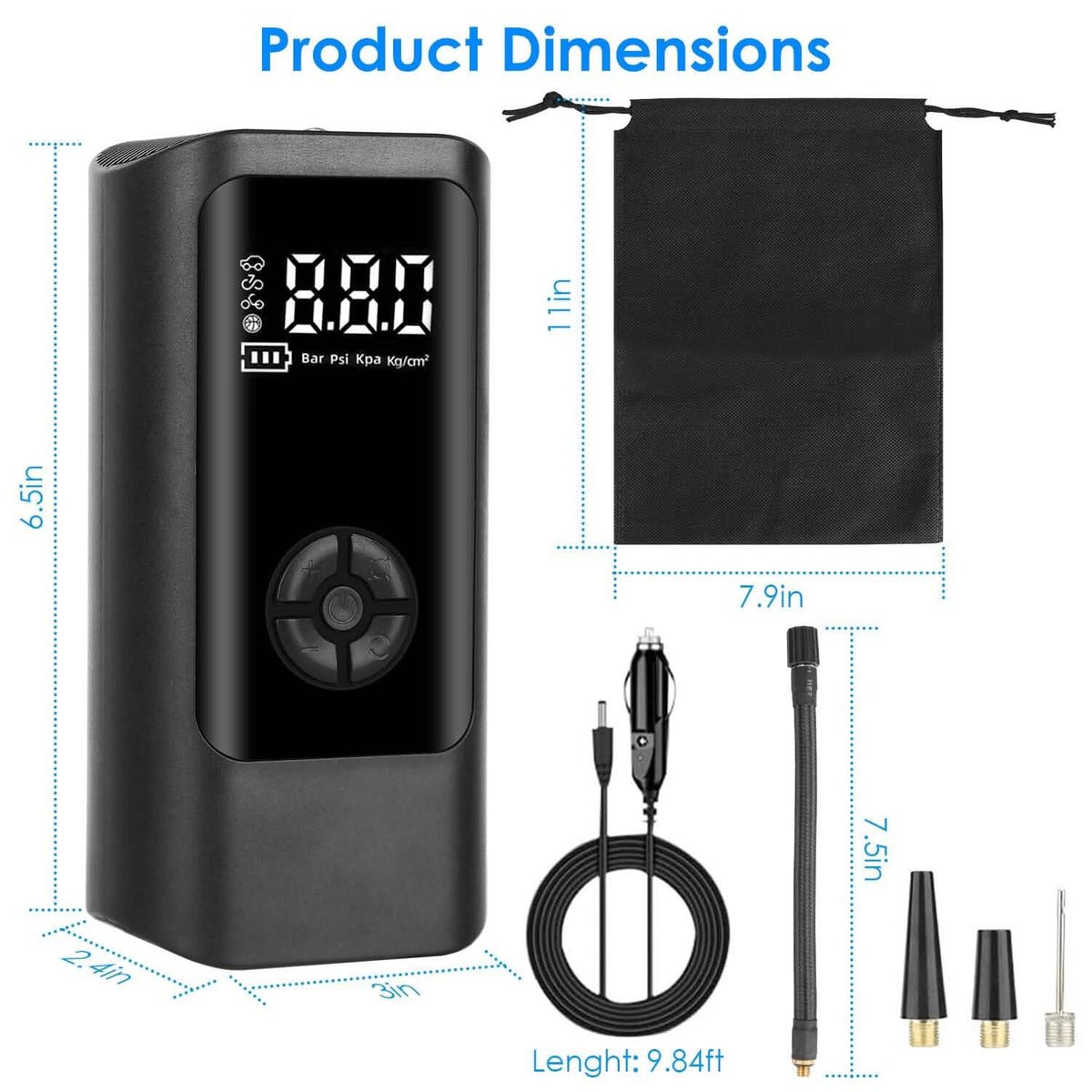 Car Tire Inflator Corded with LED Light Automotive - Tophatter Daily Deals