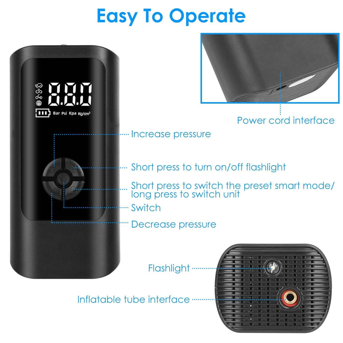 Car Tire Inflator Corded with LED Light Automotive - Tophatter Daily Deals