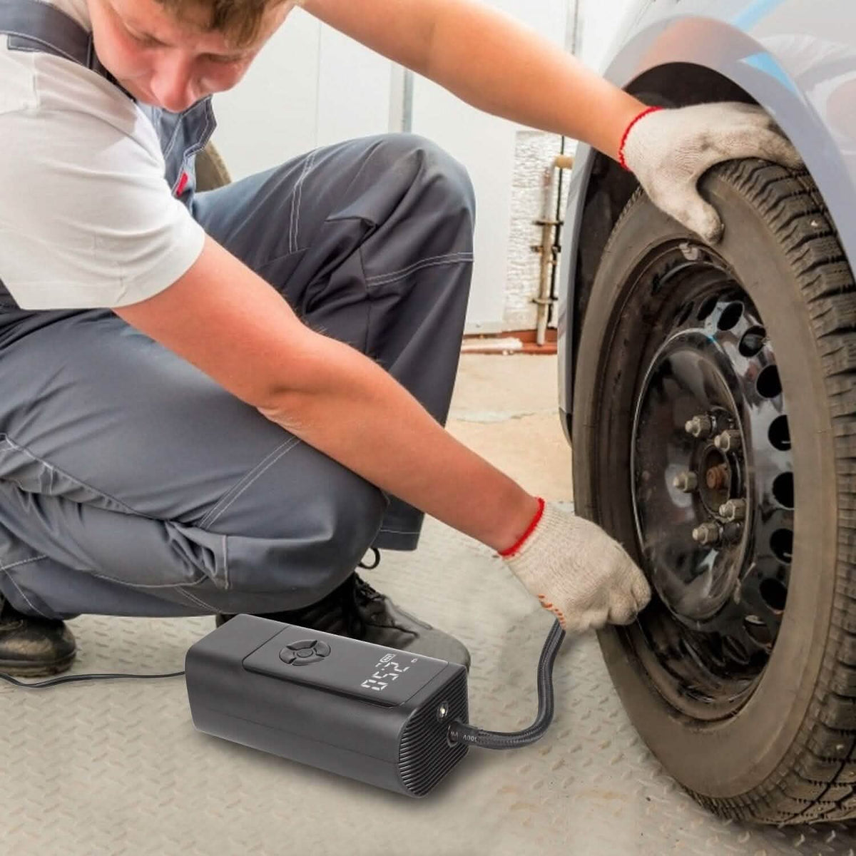 Car Tire Inflator Corded with LED Light Automotive - Tophatter Daily Deals