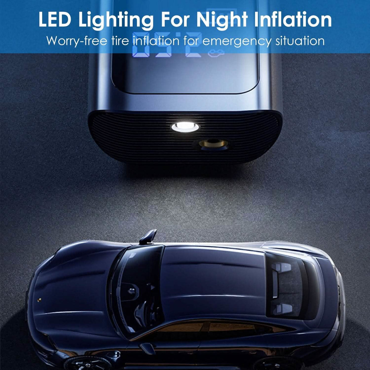 Car Tire Inflator Corded with LED Light Automotive - Tophatter Daily Deals