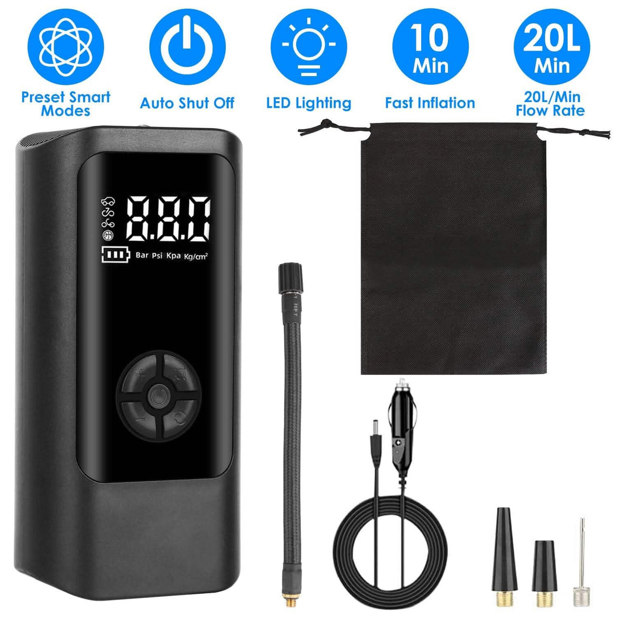 Car Tire Inflator Corded with LED Light Automotive - Tophatter Daily Deals